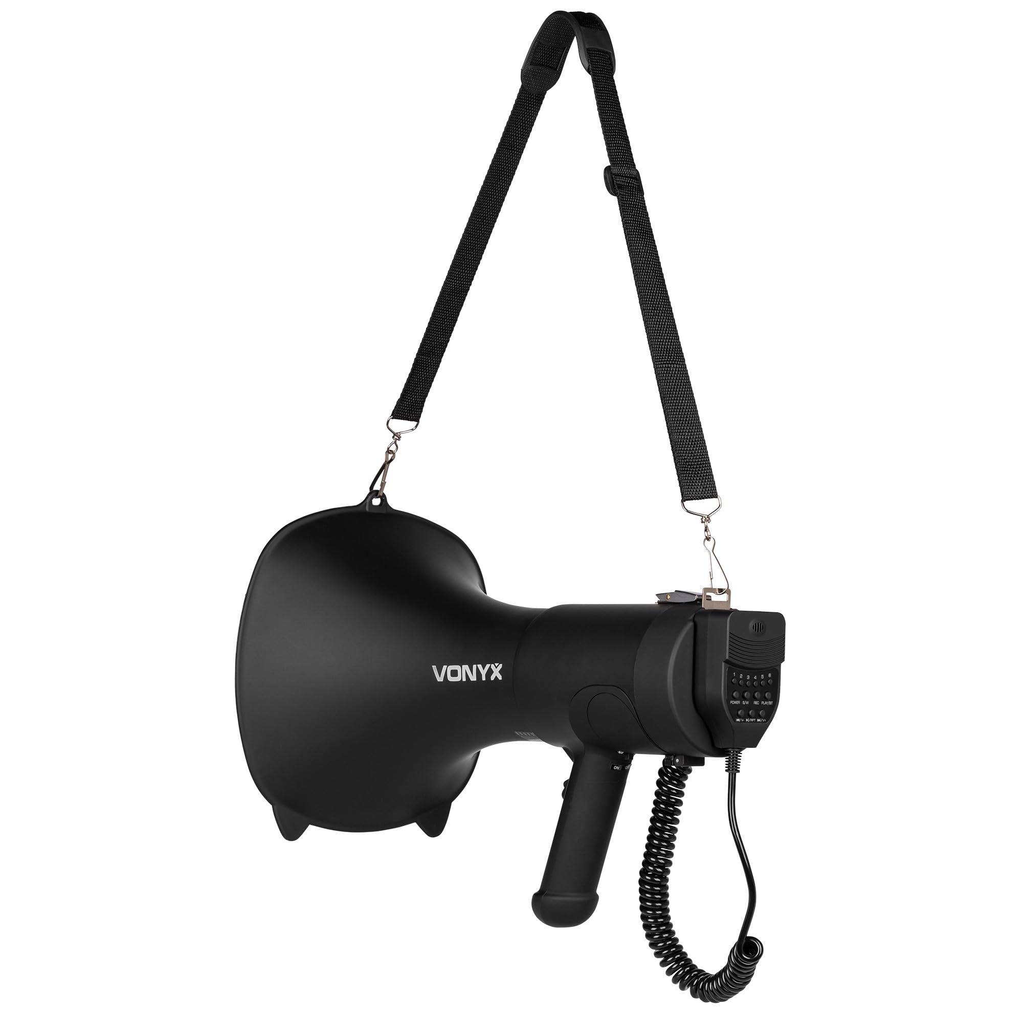 VONYX MEG090 Pack Mégaphone 90W - avec 2X Batteries Rechargeables MRB12 et Sac de Transport, Portée 1,4 km, Micro Main, Bluetooth & Lecteur MP3, Idéal pour Manifestations et Matchs Sportifs