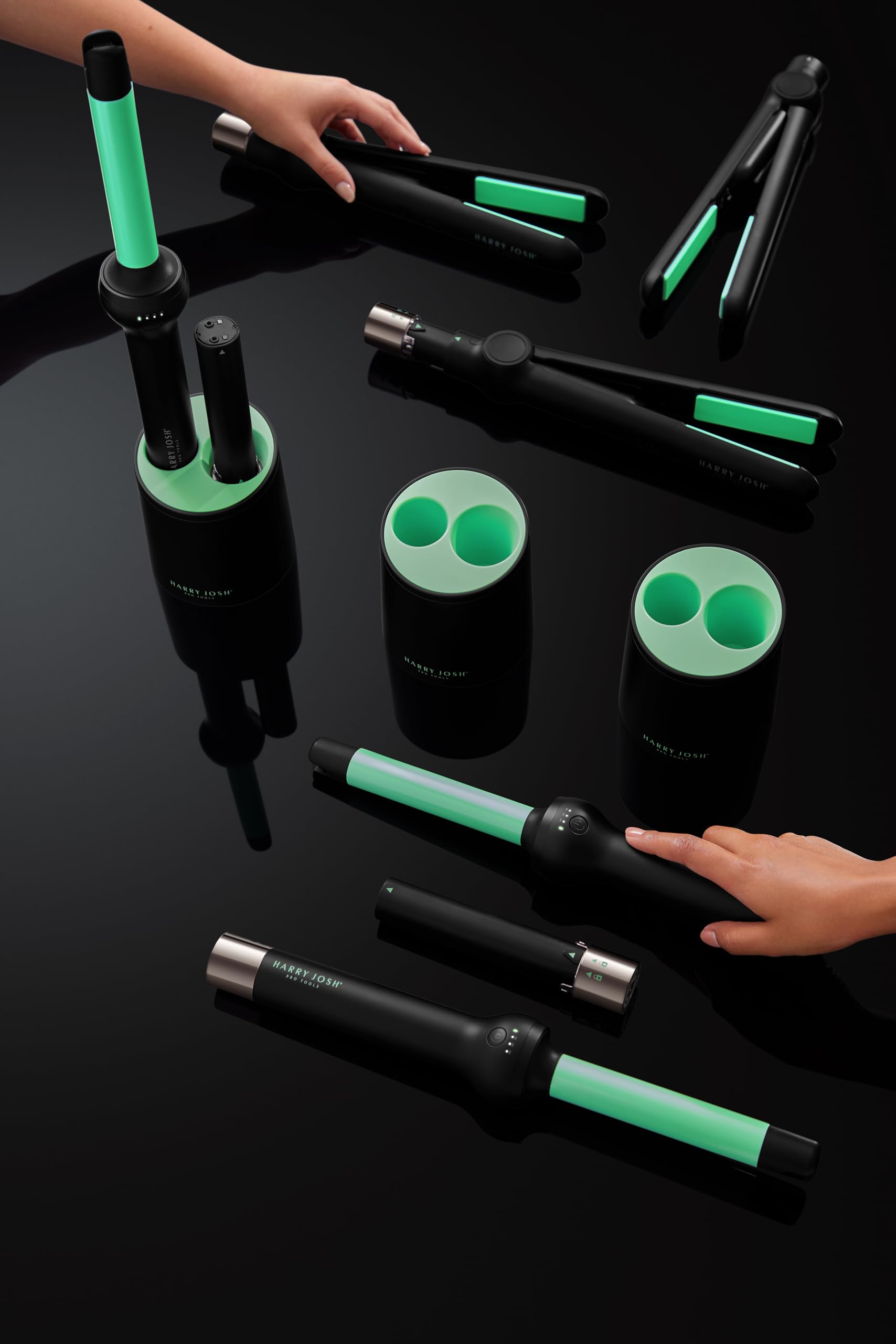 Harry Josh Mint and Black Ceramic Curling Iron Harry Josh® Pro Tools 3-in-1 Ceramic Marcel Curling Iron 1  main image 3