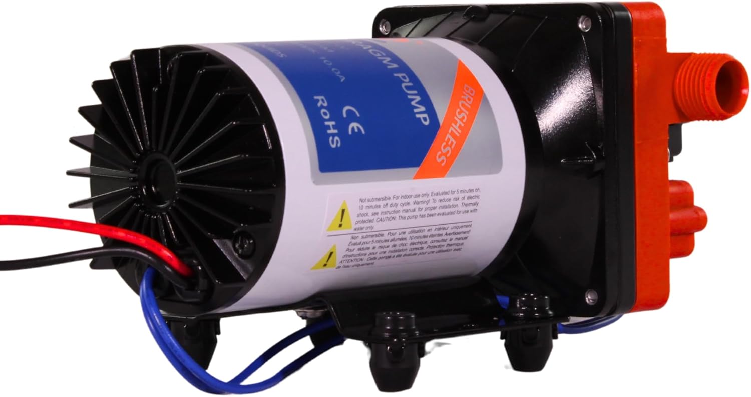 SEAFLO 42W Series 12V DC, 4.0 GPM, 55 PSI Brushless Automatic Demand Diaphragm Water Pressure Pump – Ultra Quiet Operation, Self-Priming, Overload Protection, NSF & UL Certified- 4 Year Warranty!