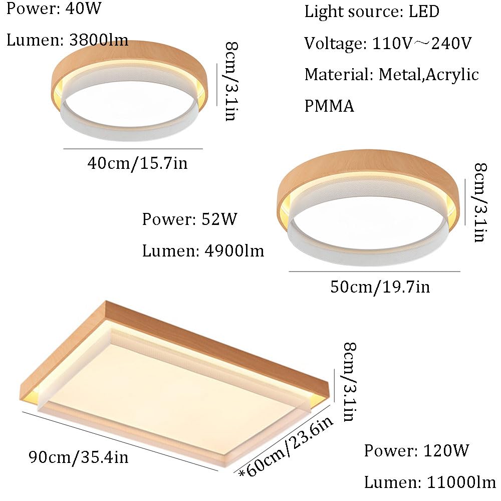 Lampa sufitowa w stylu japońskim, płaska prosta lampa sufitowa w salonie z drewna żelazna kwadratowa oprawa oświetleniowa LED do montażu na ścianie jadalnia sypialnia ściemnianie blisko lampy
