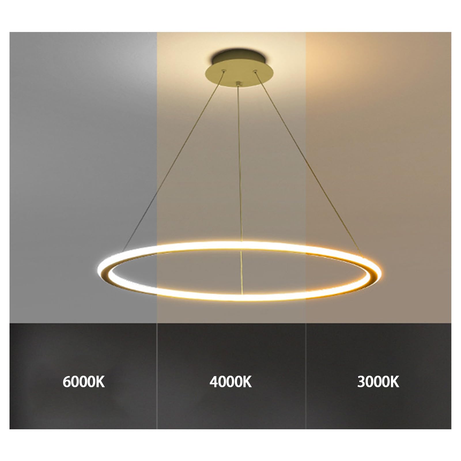 LED Rund Hängeleuchte mit Fernbedienung Pendelleuchte 2700K-6500K Dimmbar Pendellampe Innen Modern Minimalistisch Aluminium Silikon für Wohnzimmer Treppenhaus Küche (60cm,Weiß)