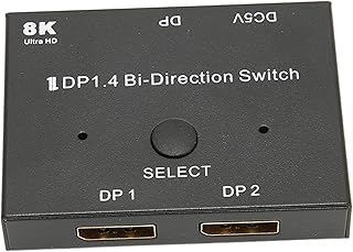 Annadue 8K DisplayPort 1.4 Switch, 8K 60Hz DP 1.4 1 in 2 Out/2 in 1 Out Switch Bi-Directional DP Splitter Converter for Projectors, TVs, Monitors, etc