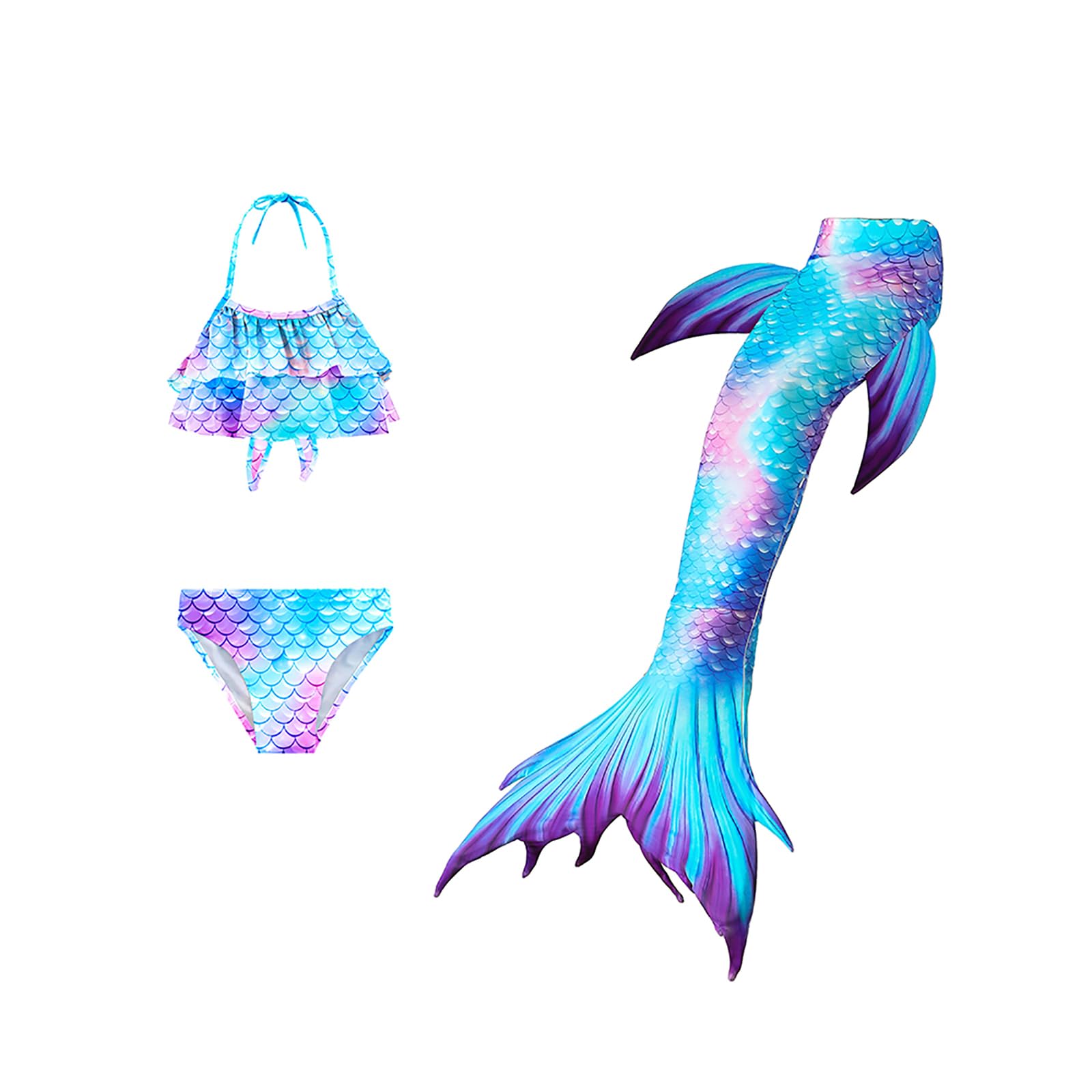 Mermaid Tail Sets with Head Garland Necklace Hair Clip,Mermaid Costume