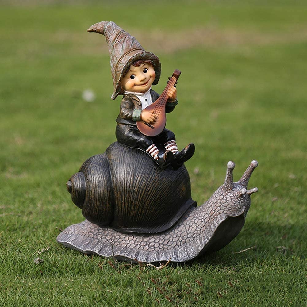 Ornamenti da giardino per esterni Statua di elfo e lumaca Decorazione per