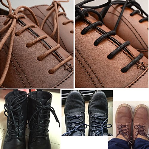 Image of DELELE 2 Pair Super Cotton Round Waxed Shoelaces 1 /8 inchThick Shoe String Boot Laces for Dress Shoes