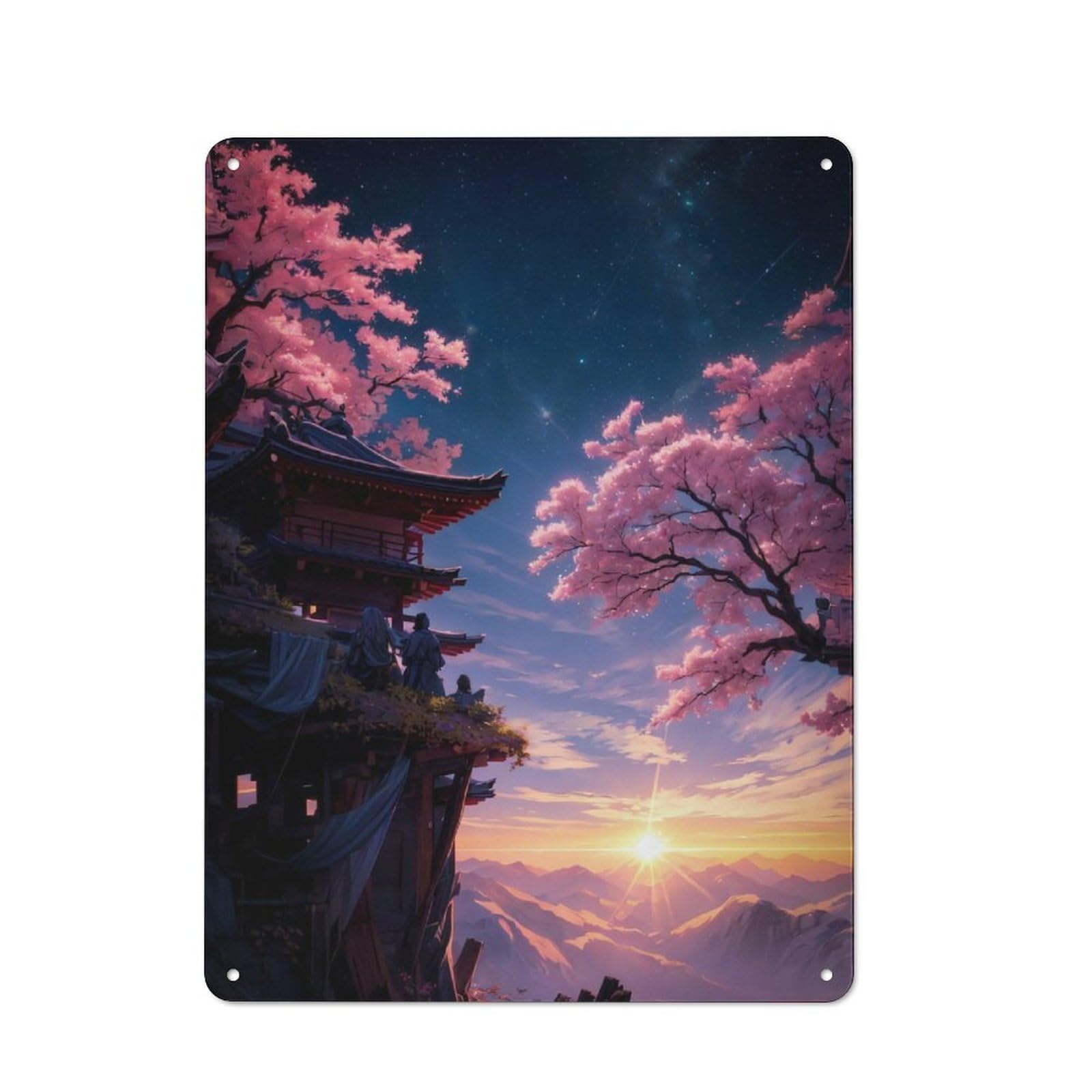 Industrial Fantasy Sakura Japan Art Decorative Metal Plaque 40x30cm, Studio Wall Art for Flat, Bar, Studio Or Gallery Wall