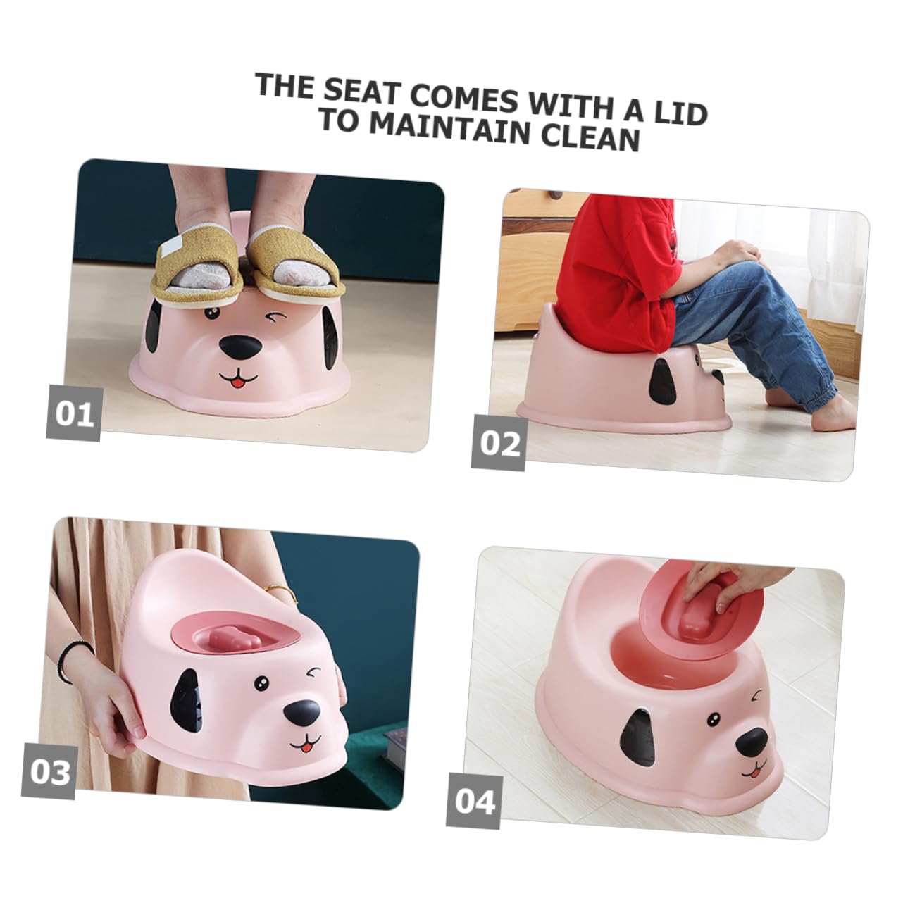 UPKOCH Kinder Töpfchen mit Deckel Rutschfester Pp Sitz Spritzschutz Niedliches Hunde Design Leicht zu Reinigen fürs Badezimmer zu Hause