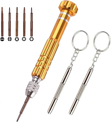 Destornillador de lentes mini kit de reparación de lentes destornillador pequeño multifuncional para laptop reloj amarillo