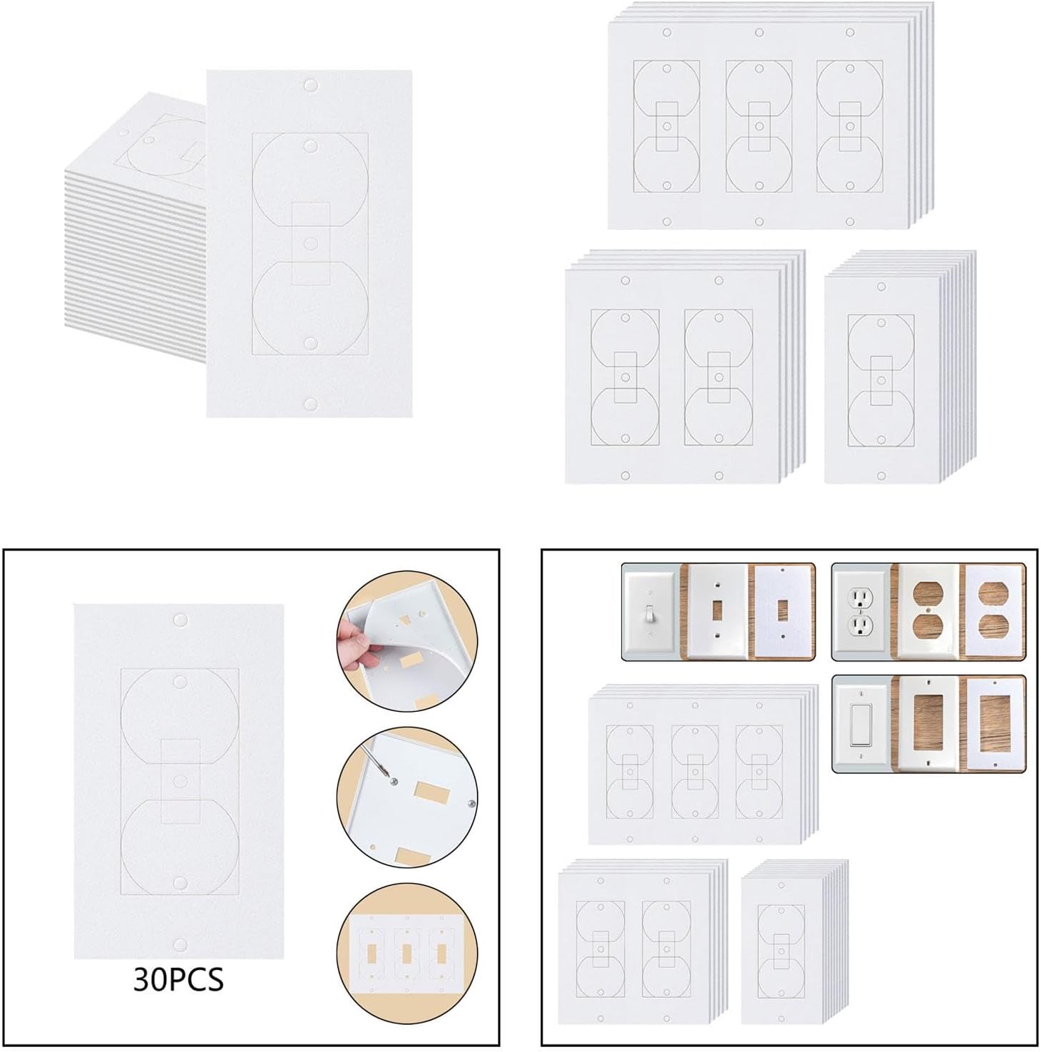 BNF® 30x Wall Plate Outlet Sealers Outlet Insulator Draft Sealers for Home Duplex|Home & Garden | Home Improvement | Electrical & Solar |30 Pieces Wall Plates Outlet Sealers
