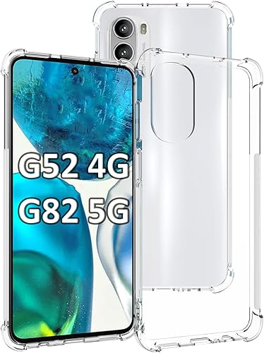 Funda para Motorola G52MOTO G82 5G Clear TPU Cuatro Esquinas Cubierta Protectora Transparente Suave Funda