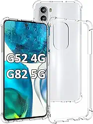 USTIYA Capa para Motorola Moto G52 4G / G82 5G Uso Resistente, Bumper Absorção Choques em TPU Transparente Protector Câmera Espessamento nas Quatro Pontas da Carcasa