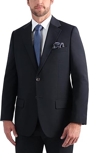 Haggar Men's Wool Windowpane Stretch Tailored Fit Suit Separates Jacket Navy