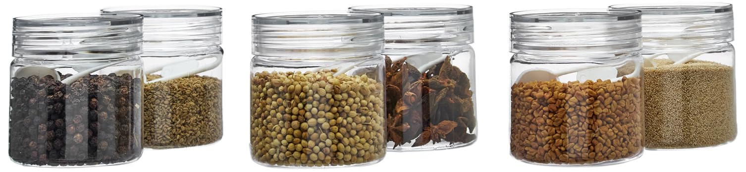 Amazon Brand - Solimo Plastic Storage Jar & Containers Set With Spoon 