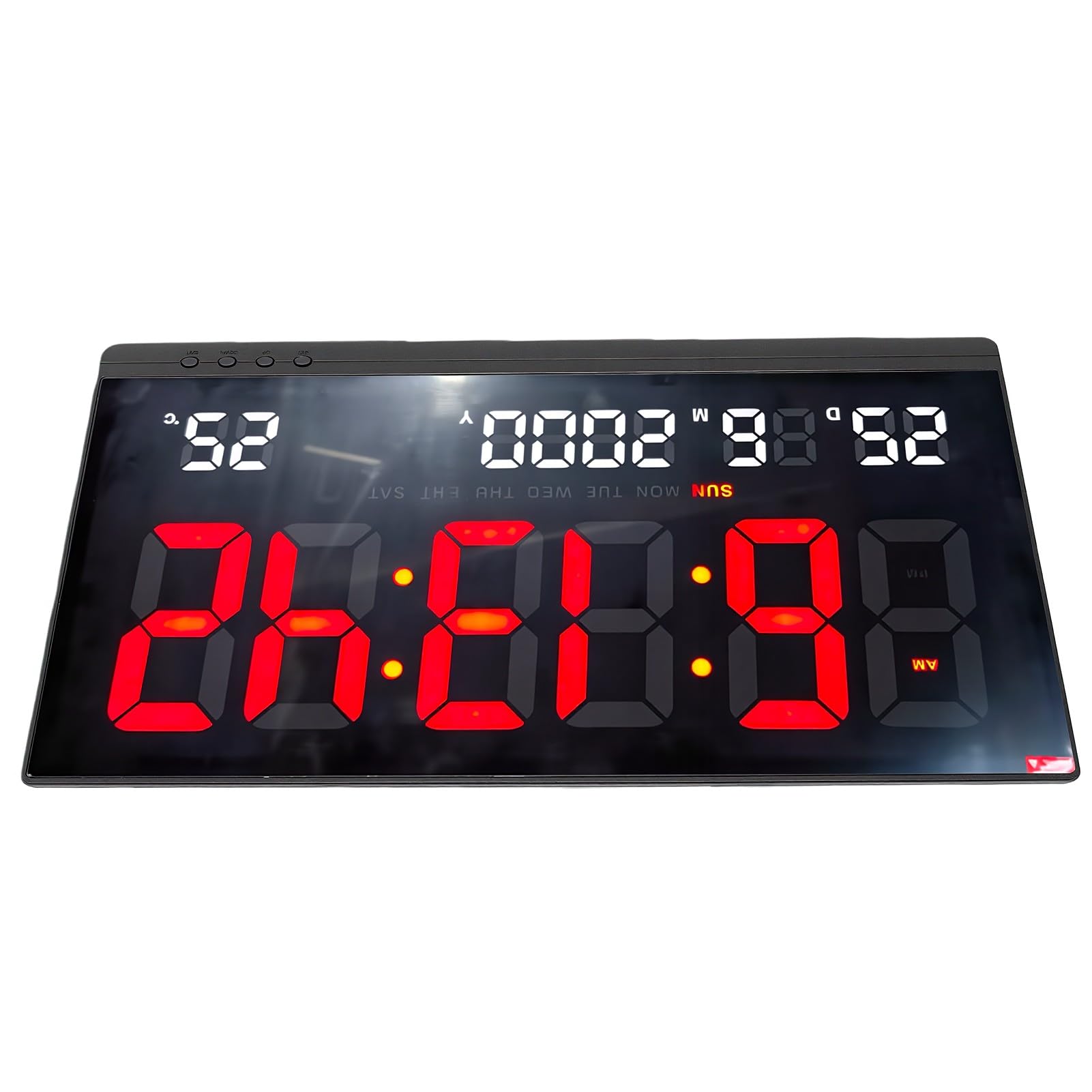 Brrnoo Orologio Digitale LED, Schermo Grande, con Display della | ABS, per Camera da Letto e Soggiorno, Formato 12/24 Ore, Calendario con Giorno e Data, Temperatura, Livelli di luminosità,