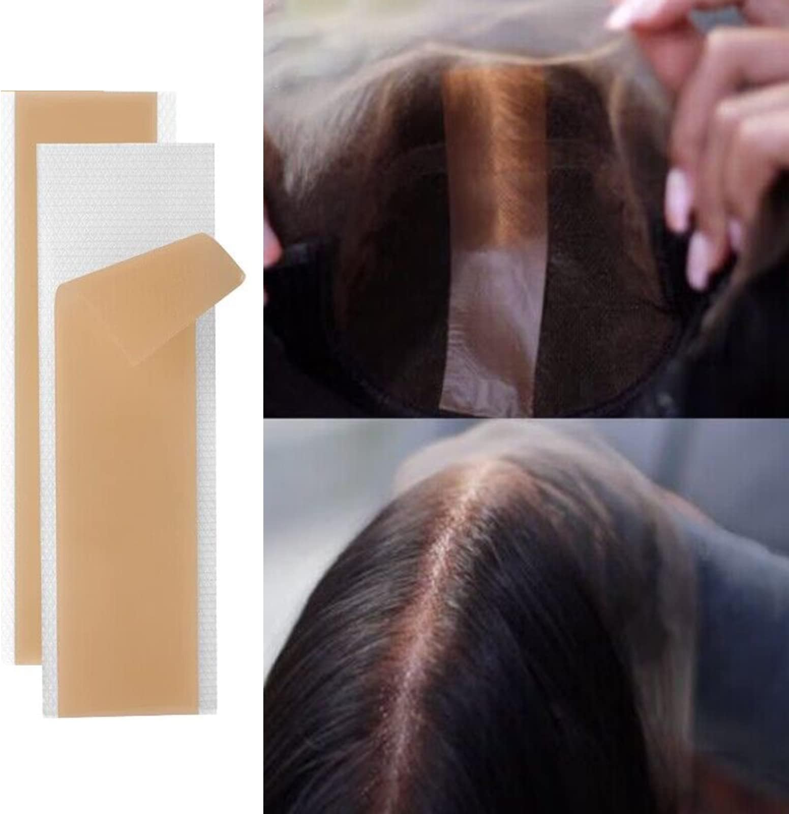 YGwigs 2pcs Fake Scalp Tape For Lace Wigs, Realistic Looking Parting Silicone Scar Tape With Knots, Silicone Scar Sheets