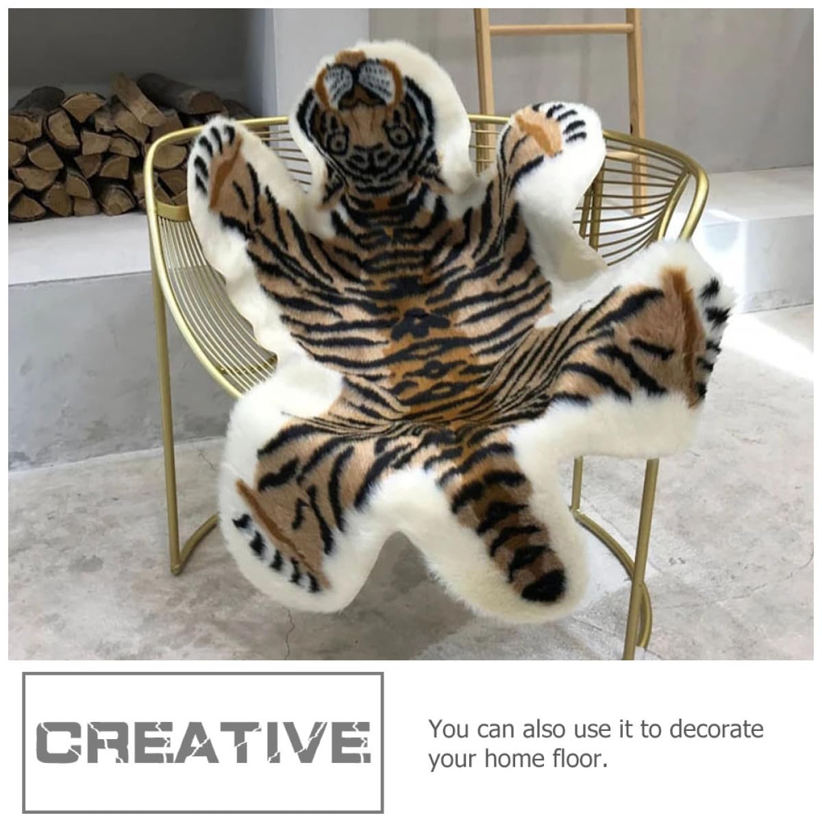 Zerbino Decorativo Motivo Tigre in Fibre Acriliche, Leggero e Antiscivolo, per Ingresso e Bagno, Tappetino per Pavimenti Domestici Resistente e Funzionale