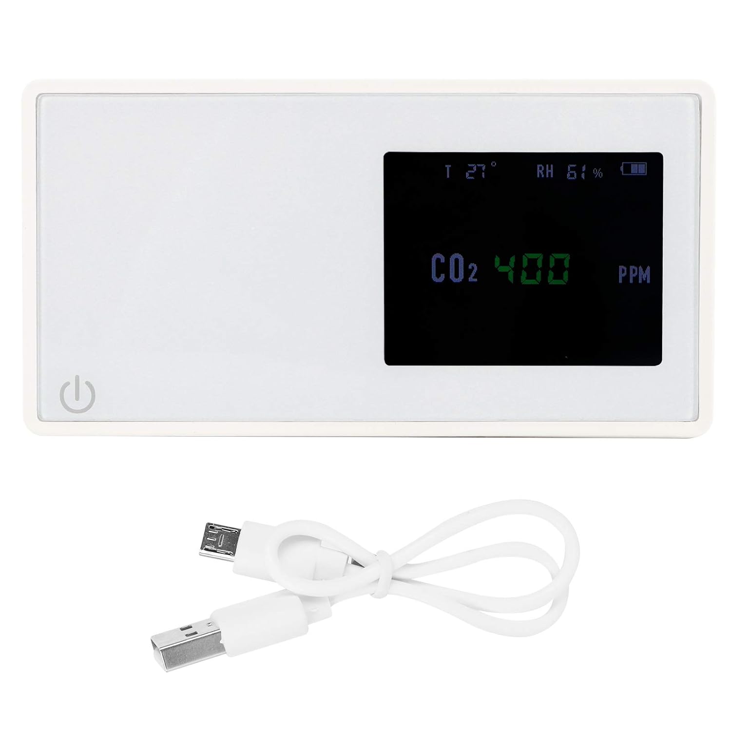 Carbon Dioxide Detector USB, Infrared Sensor, 2500mAh Battery, 4.7x2.4x1.0in - Accurate Air Quality Monitor, Color Display, Portable Home Use
