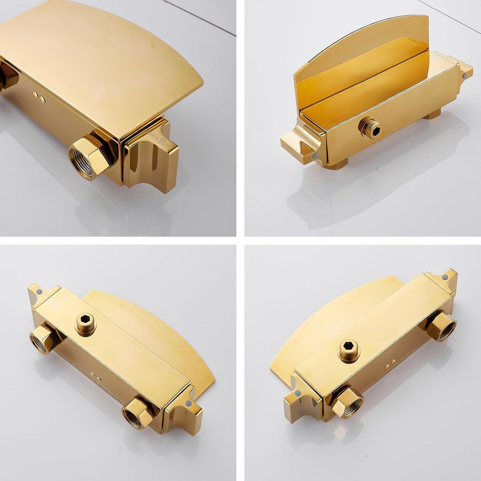 Bateria wannowa z główką prysznicową, bateria wannowa z wodospadem, bateria wannowa, bateria wannowa ścienna, nowoczesny zestaw baterii do wanny łazienkowej,Gold