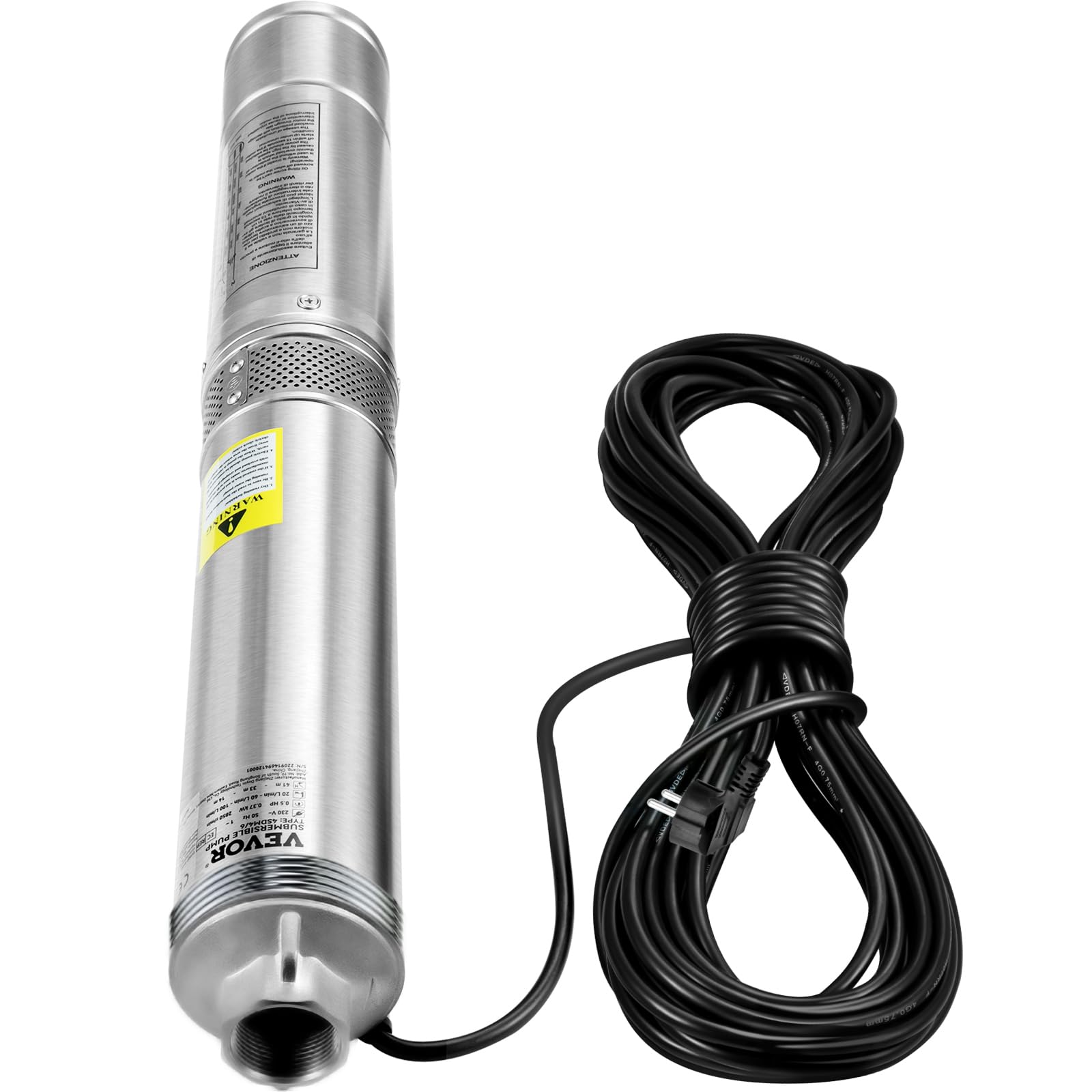 VEVOR Bomba de Pozo Profundo 750 W Sumergible 230V 50 Hz 105 L/min