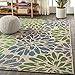 JONATHAN Y SMB110B-8 Zinnia Modern Floral Textured Weave Indoor Outdoor Area-Rug Bohemian Coastal Easy-Cleaning Bedroom Kitchen Backyard Patio Non Shedding, 8 X 10, Navy/Green