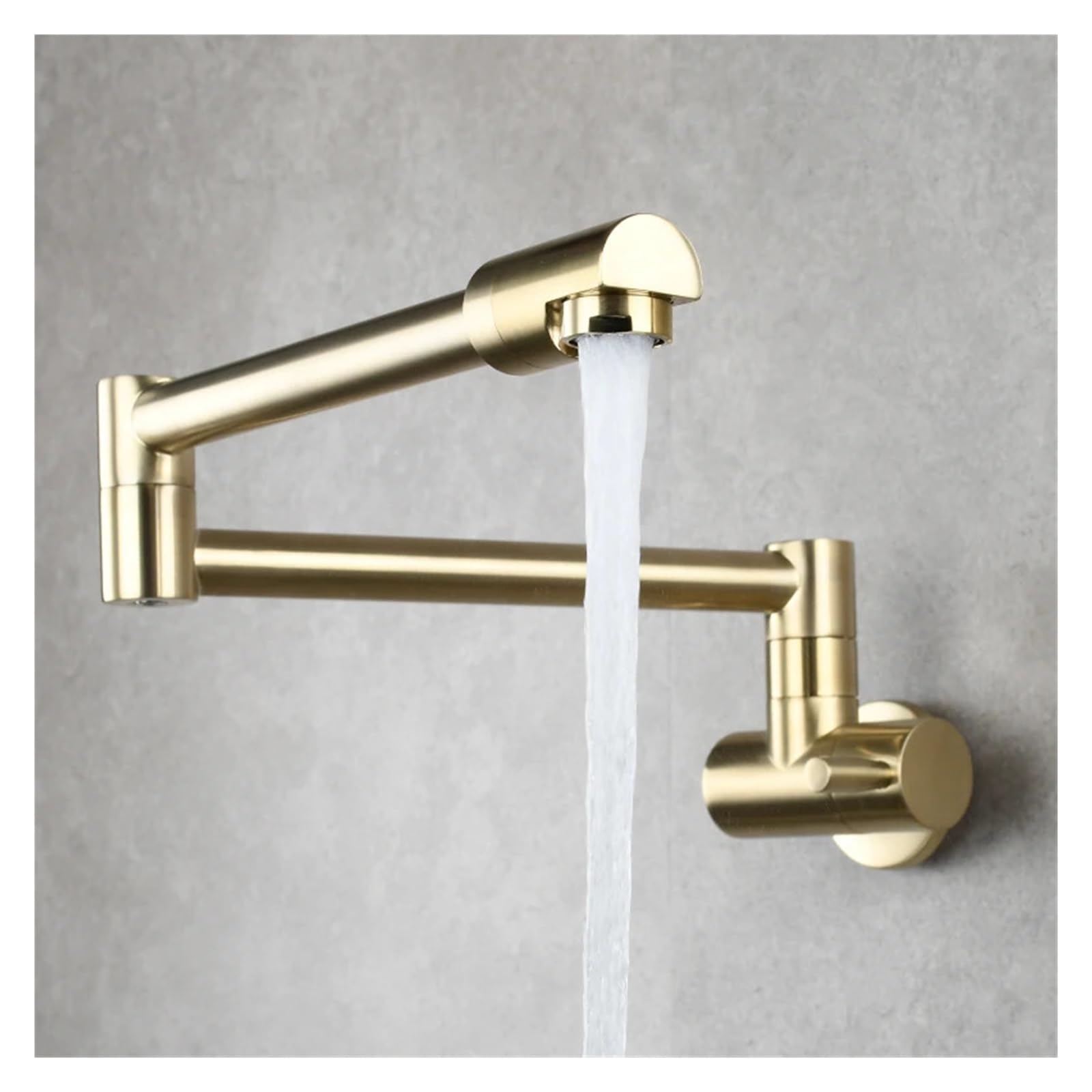 Ewsdsfs Brushed Gold Brass Pot Filler Faucet 360 Rotatable Folding Lengthened Tap Wall Mount Kitchen Cold Water(Brushed Gold)