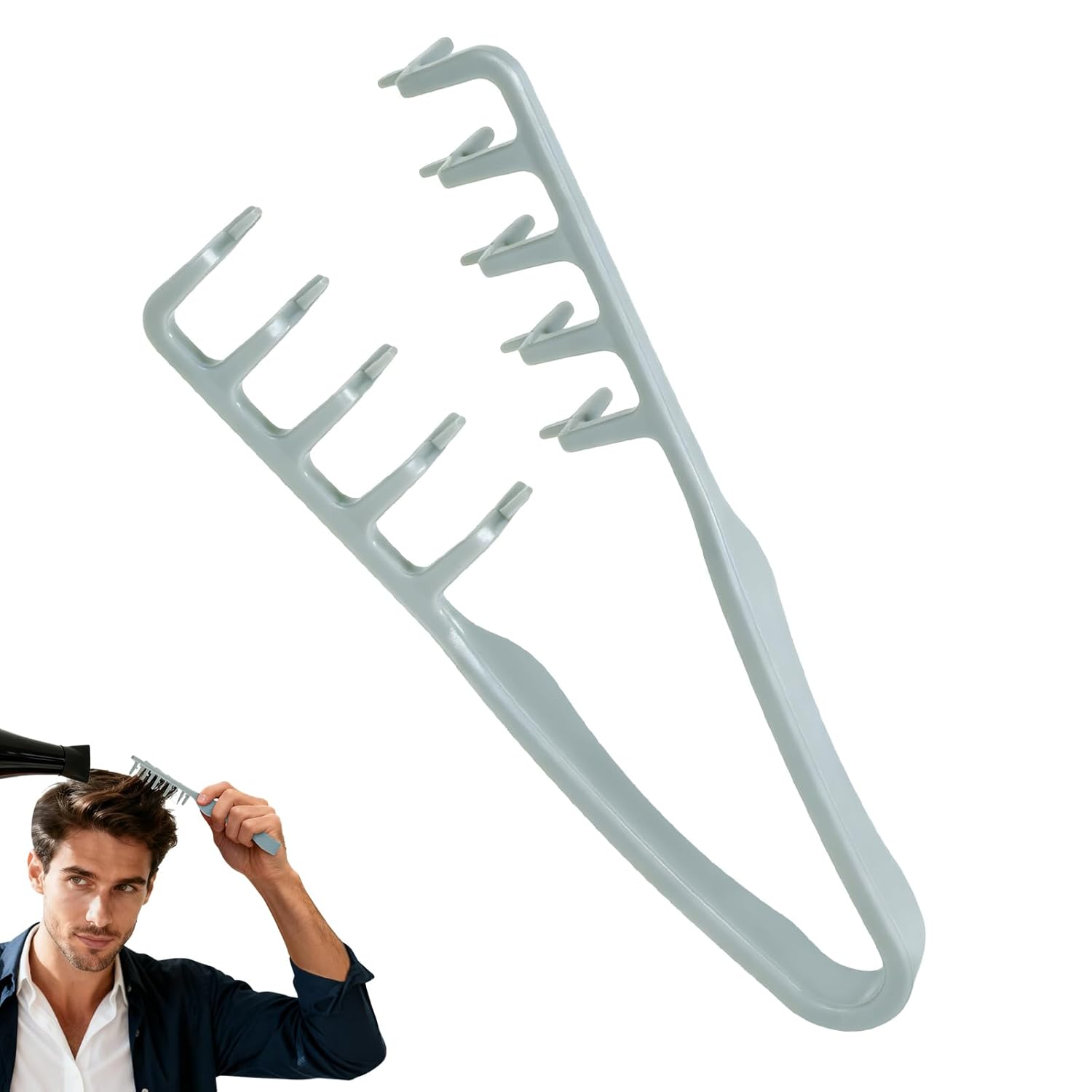 Utmiga Texture Comb: Volumizing Wide-Tooth Styling Tool for Fluffy Volume, Bangs & Detangling - Men Women All Hair Types, Grey