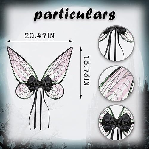 Miniatura 2 de Alas de hadas de Halloween para niñas, accesorios de disfraces de Halloween, alas de ángel de mariposa brillante, alas de disfraz