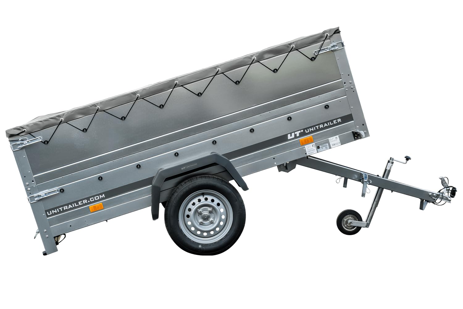 UNITRAILER Faltbarer Anhänger Garden Trailer 230 Kipp mit zusätzlichen Bordwänden, Stützrad und Flachplane