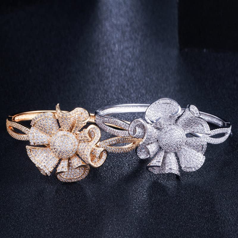 Bracelet Fleur Forme Géométrique 3D pour Soirée Chic et Bal - 6