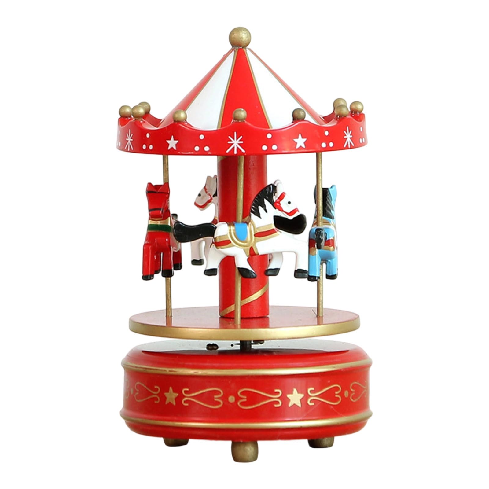 KAQNTUD Festive Rotating Carousel Music Box Ornament Simple Hand Crank Mechanism Christmas Decorations Vintage Christmas Music Box