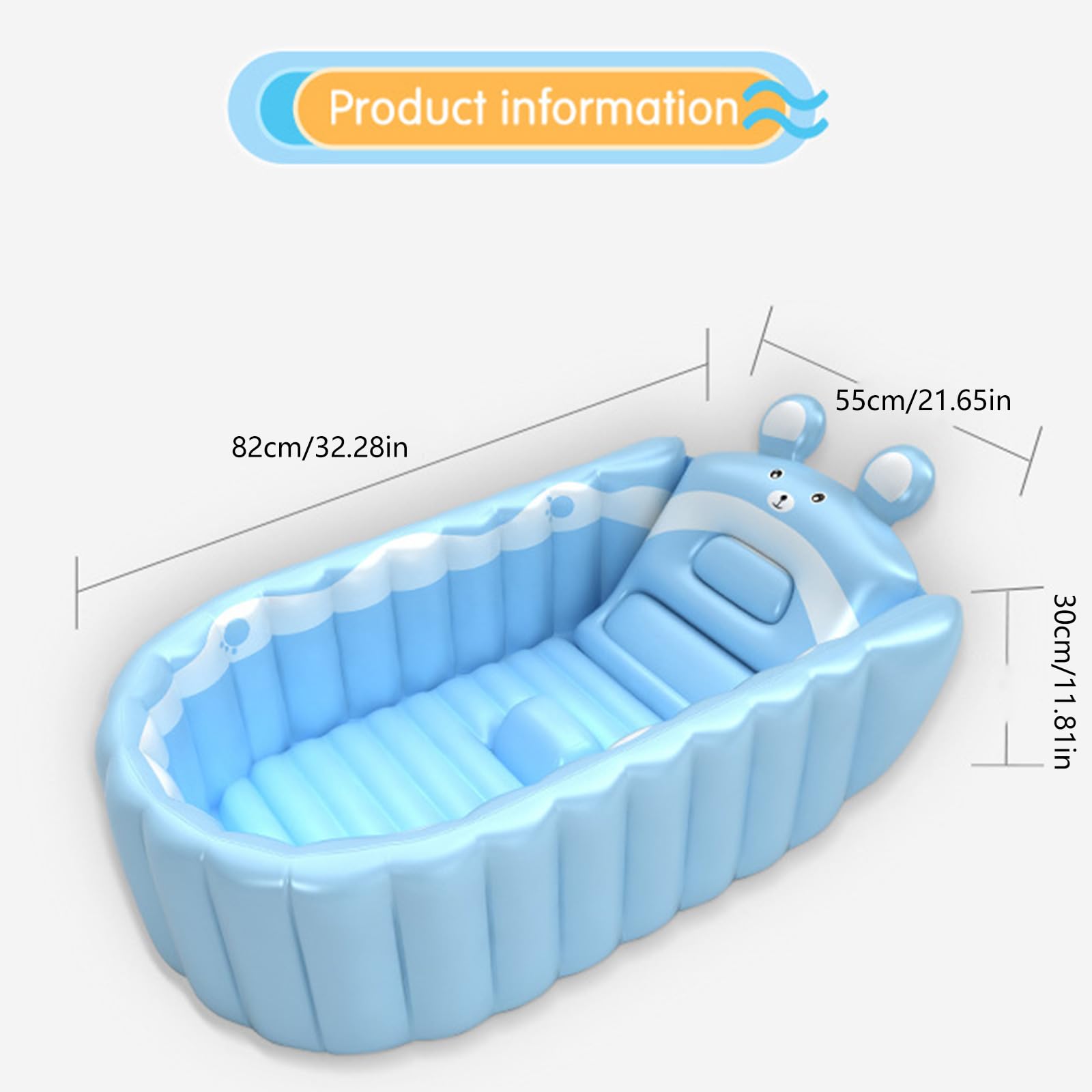 Aufblasbare Badewanne, tragbare Reise Duschbecken, Cartoon Tiermuster, Baby Badewanne, Badewanne für Babys