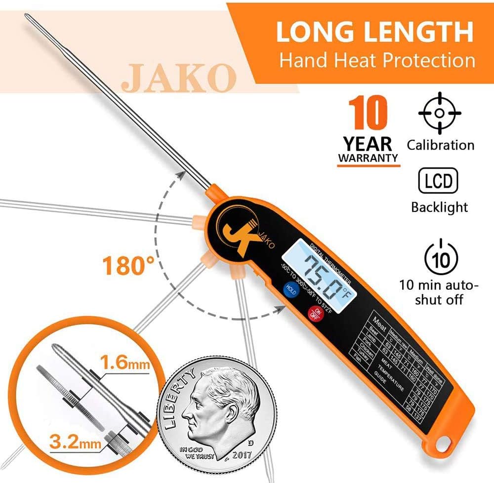 Candy Thermometer,Instant Read Meat Thermometer-Food Thermometer with Temperature Guide Function.Thermometer for Grilling Cooking Kitchen Thermometer for Liquids Smoker Water BBQ Oil Deep Fry