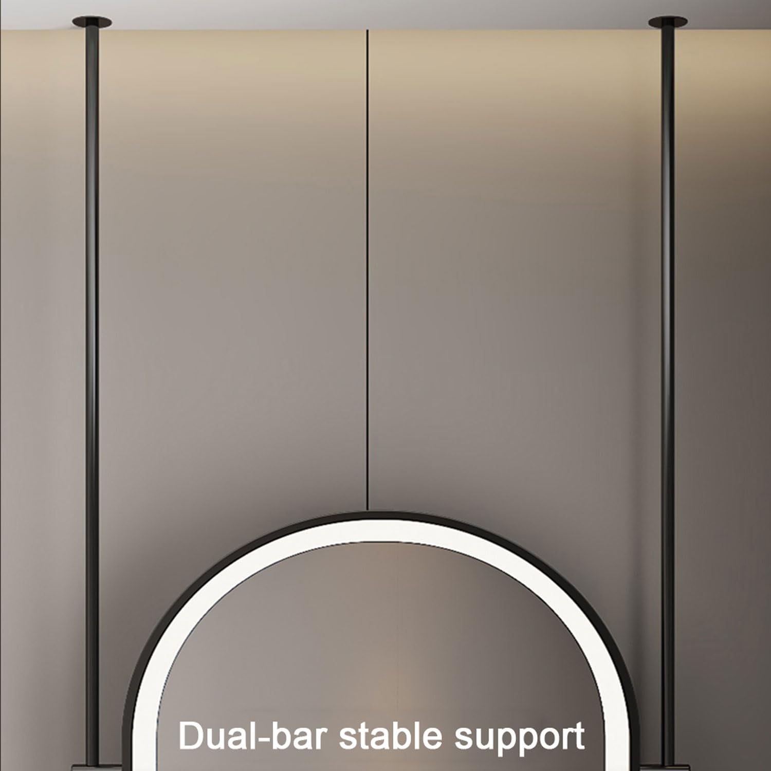 Owalne lustro do makijażu montowane na suficie podświetlane wiszące lustro łazienkowe metalowe lusterko do golenia do domu i hotelu 50 x 80 cm (20 x 32 cale) idealne do sypialni i pielęgnacji