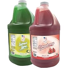 2 Flavor Half Case Strawberry/Lemon Lime Slushee Mix - Half Case of 2 x 1 Gallons | 256 oz Yields Approx. 192-12oz servings per case | Mixing Ratio 7 Water to 1 Product Mix