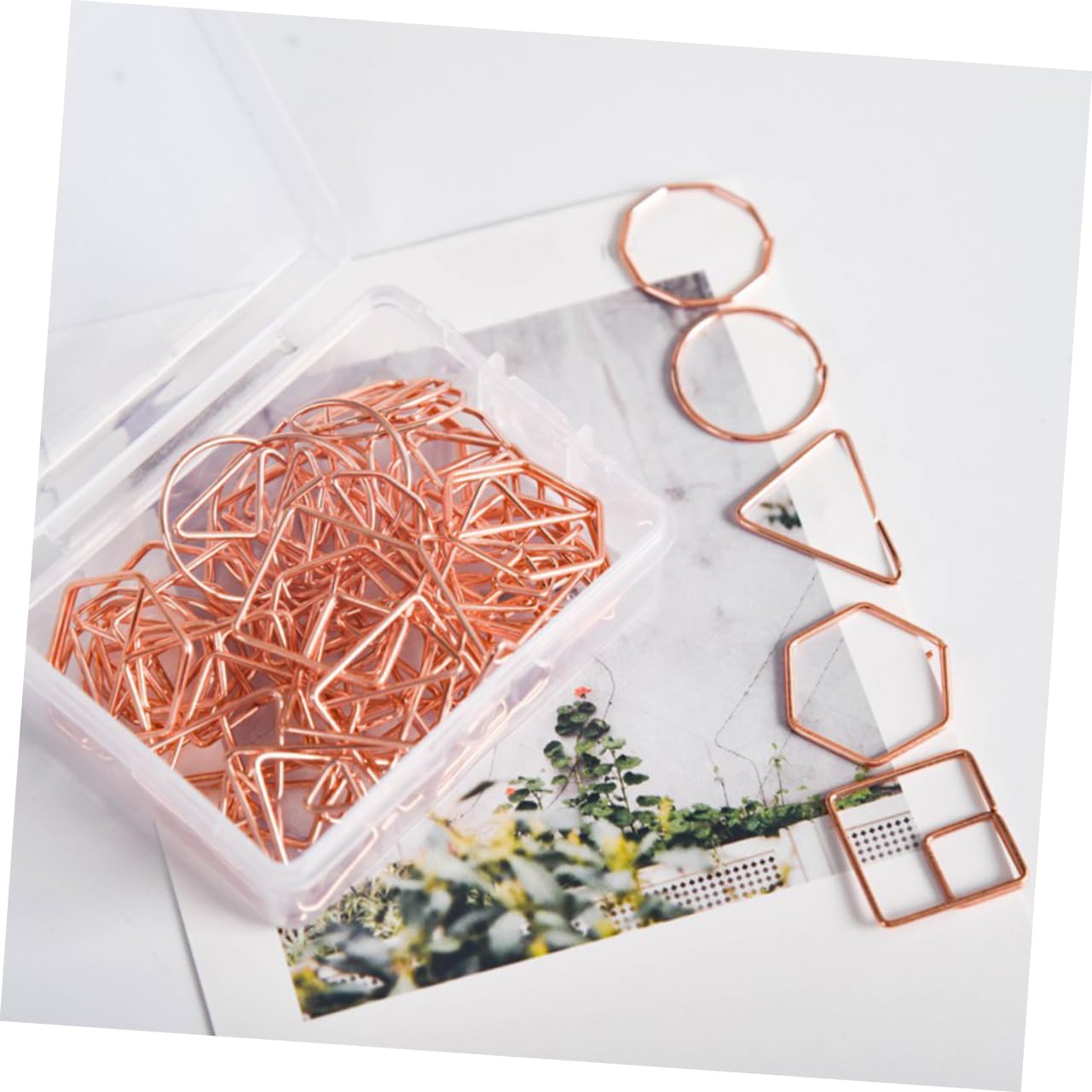 Tofficu 300stücke Geometrische Büroklammern Metallische Dekorative Büroklammern Roségold Für Diy Fotoalben Karten Und Organisation Im Büro Oder Zuhause