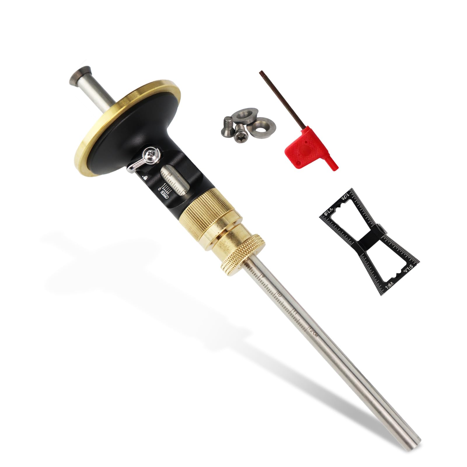 Fattbao Wheel Marking Gauge, Dovetail Jig Brass Wood Scribe Tool Kit, 2 in 1 Marking Gauge Woodworking, Woodworking Scribe Tool, Scribing Tools for