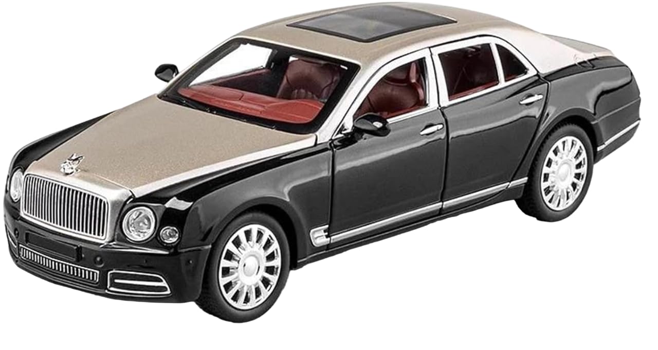 Magicwand Die-Cast Zinc Alloy 1:24 Scale 2024 Bentlley Mulsanne Large with 6 Openable Doors,Lights & Music & Steerable Front Wheels【Brown & Black】【Pack of 1】-image-39