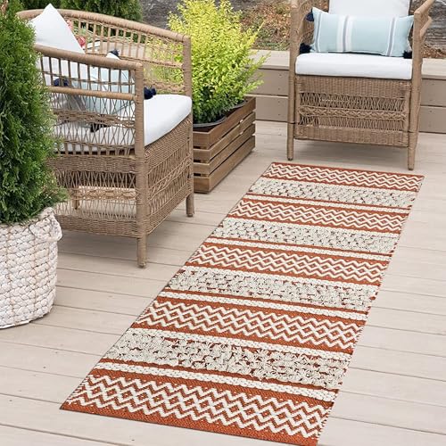 Image of Premium Cotton Runner Rug - 2x5 ft Lightweight Carpet for Indoor & Outdoor Use, Ideal for Narrow Spaces