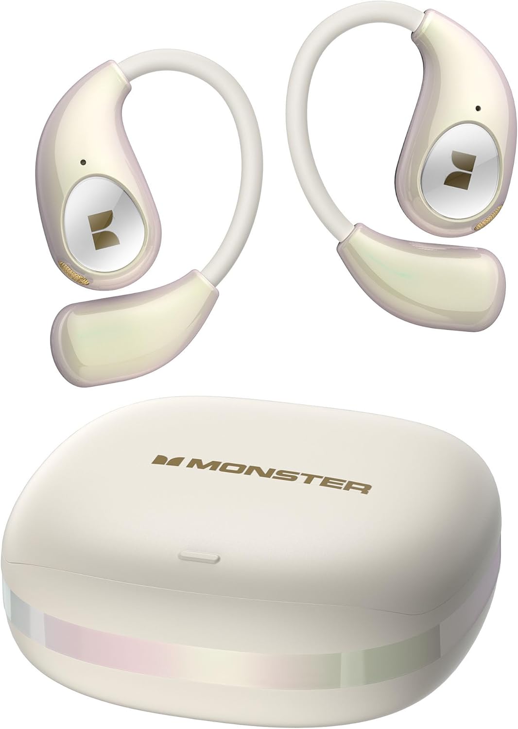 Monster Open Ear AC510 Earbuds, Bluetooth6.0 Wireless Earbuds, Stereo Sound Ear Buds with AI Intelligent Noise Reduction, Type-C Charging, Touch Control, 25H Playback, IPX5 Waterproof Earphones(White)