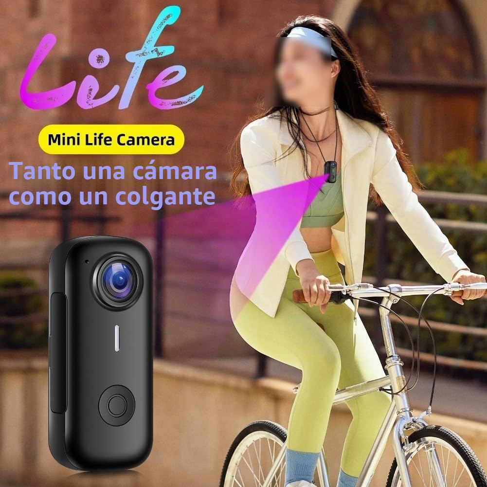 Cámara de acción magnética compacta con función de grabación continua, adecuada para uso de dashcam en ciclismo, deportes al aire libre y operación manual con estuche de ABS (negro)
