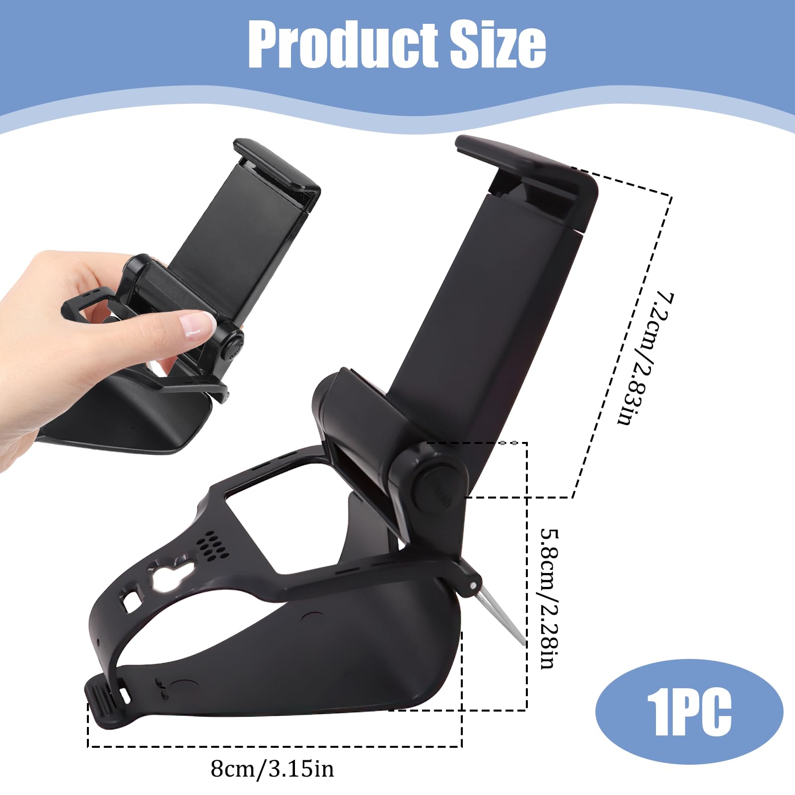 Yewseas Accesorio Clip de Juego Compatible con Mandos, compatible con controlador, Soporte para Teléfono para compatible con Controlador Negro, Clip Ajustable para, Soporte Plegable para Móvil