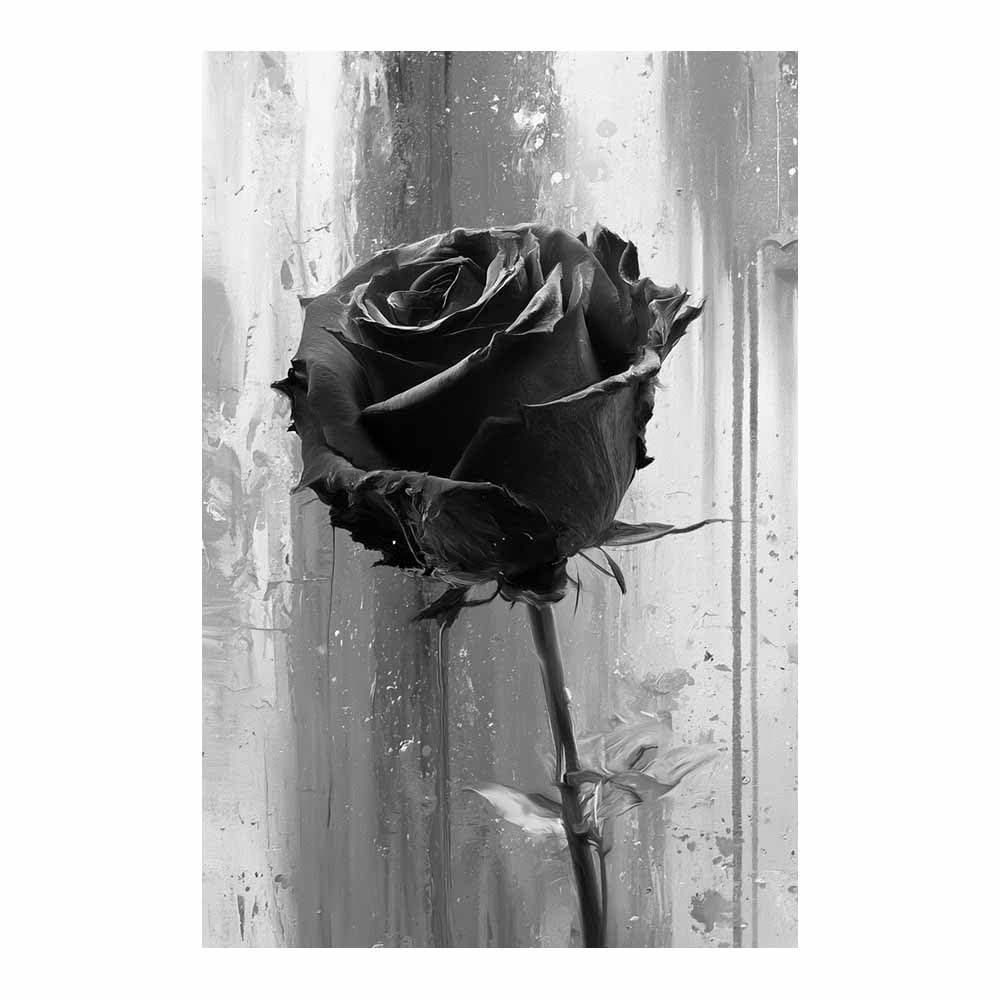 HOQIU Black And White Pictures For Walls Grunge Black Ros Painting prints for walls, canvas wall art, for Living Room Bedroom Bathroom Home Office Wall Decoration(Multicolor)-70x100cm Unframed