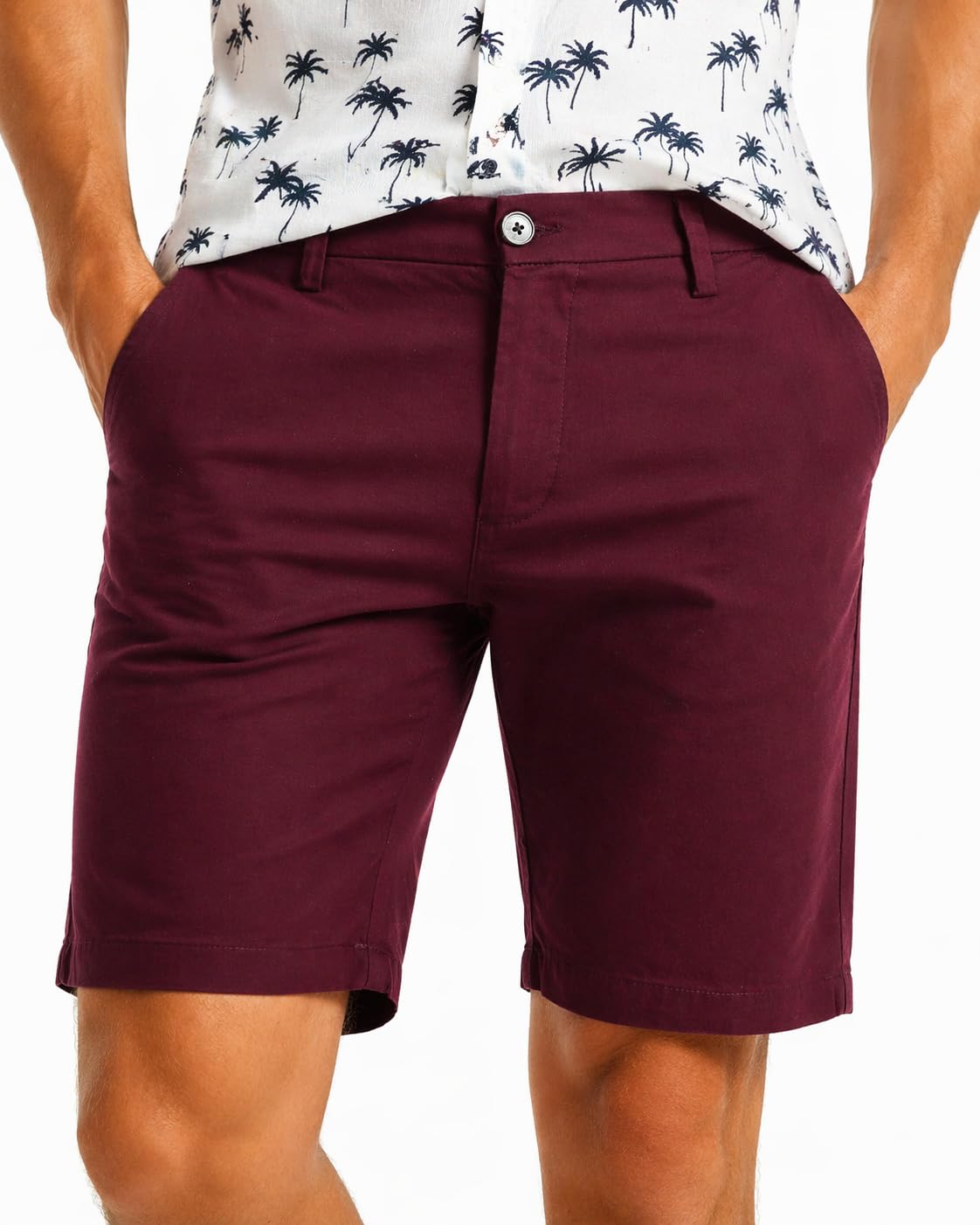 Xact Men's Cotton Stretch Chino Shorts (Burgundy) 38