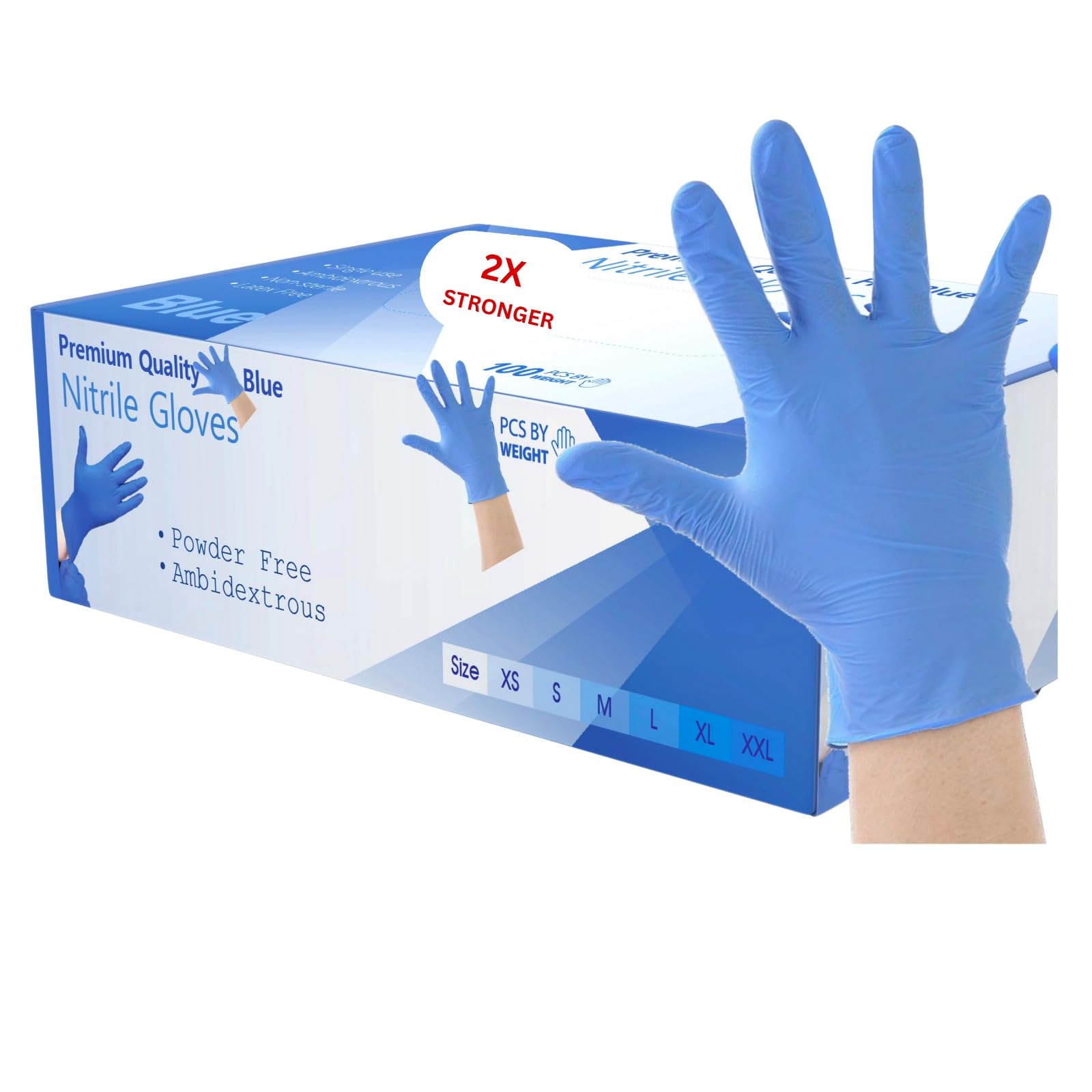 firmsafeT 2000 Disposable Gloves Large Blue Nitrile Examination Gloves Medical, Food, Care, Mechanical, Industrial, Hair & Beauty, Janitorial, Multipurpose-Powder Free (2000 Gloves, Large)