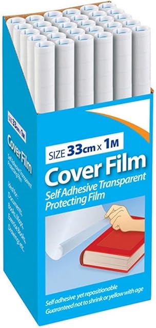 1ABOVE Quality ROLL of Clear Sticky Back Plastic Book Cover (33CM X 1M)