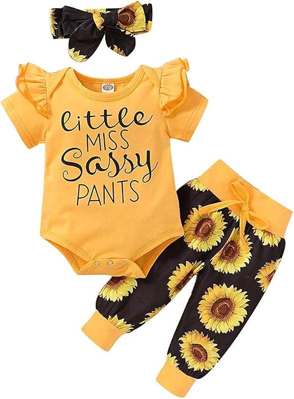 Yvowming Ropa para bebé recién nacido, mameluco con volantes, pantalones, conjunto de trajes de verano, ropa linda para bebé para niñas