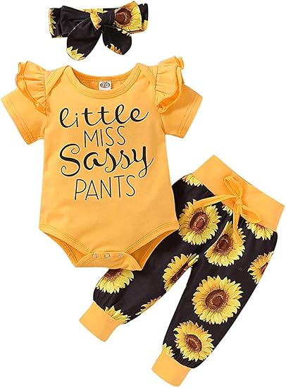 Yvowming Newborn Baby Girl Clothes Infant Ruffle Romper Pants Set Summer Outfits Cute Baby Clothes for Girls