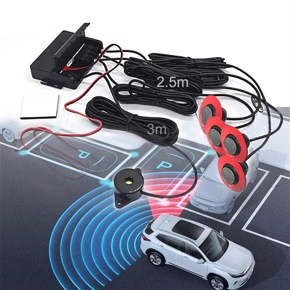 Kit sensori parcheggio Sensori di parcheggio da 165 mm Radar | Sensori di parcheggio da 165 mm Radar di backup Aereo 4 Aiuto per la retromarcia il paraurti Profondità regolabile assistere