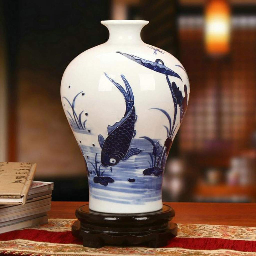 asdchZen Ceramic Flower Vase Elegant Vintage Blue And White Vases For Flowers Home Decorations For Living Room
