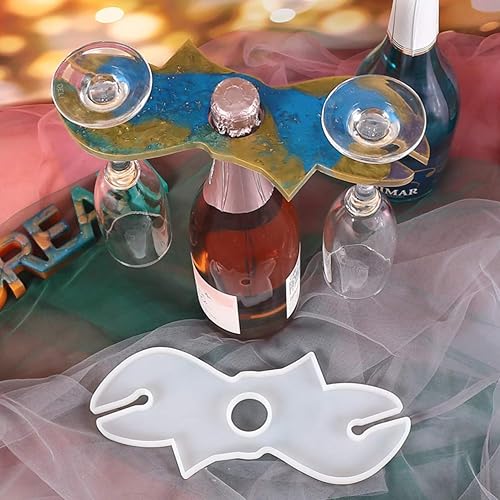 Miniatura 4 de EXCEART Moldes de resina para botella, soporte para copas de vino, moldes de resina epoxi, moldes de fundición de silicona para botellas de vino